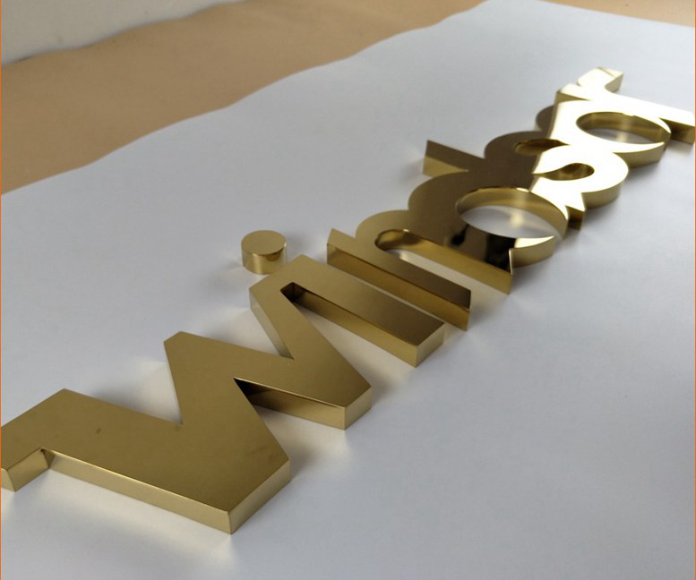 Customtitanized Golden Color Stainless Steel 3D Letters 358